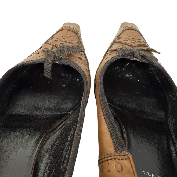 Prada Vintage Y2K 90’s 2000’s Brown Bow Detail Kitten Heel Slingback Mule Pumps - Picture 8 of 8
